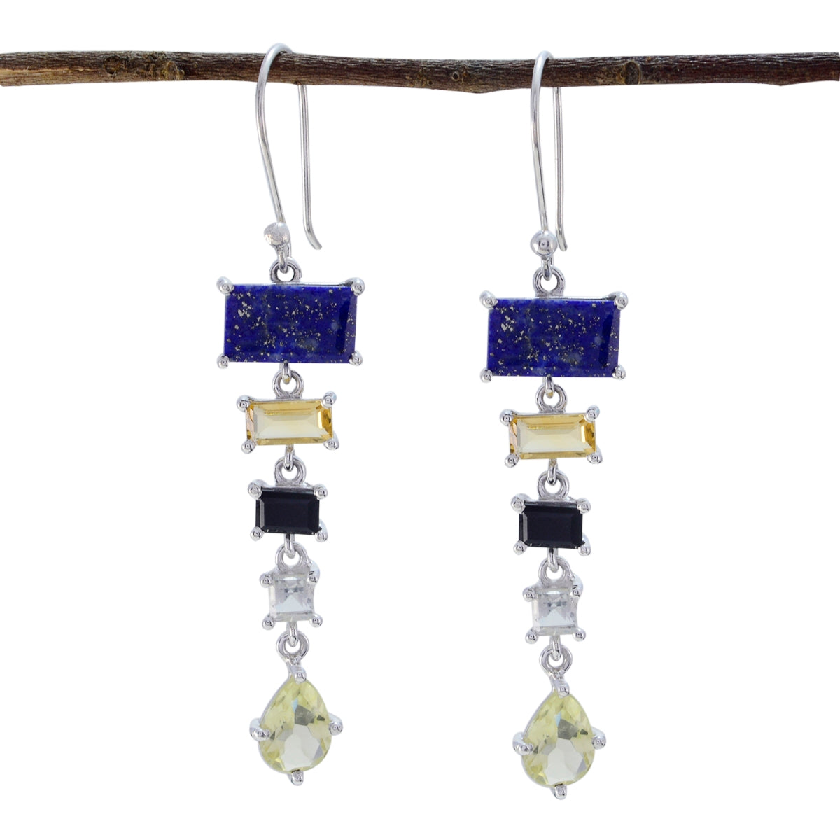 Multi-Middle-Eastern-Ana-multiple-Dangle-multicolor-92.5-Silver-Earring Image principale du produit