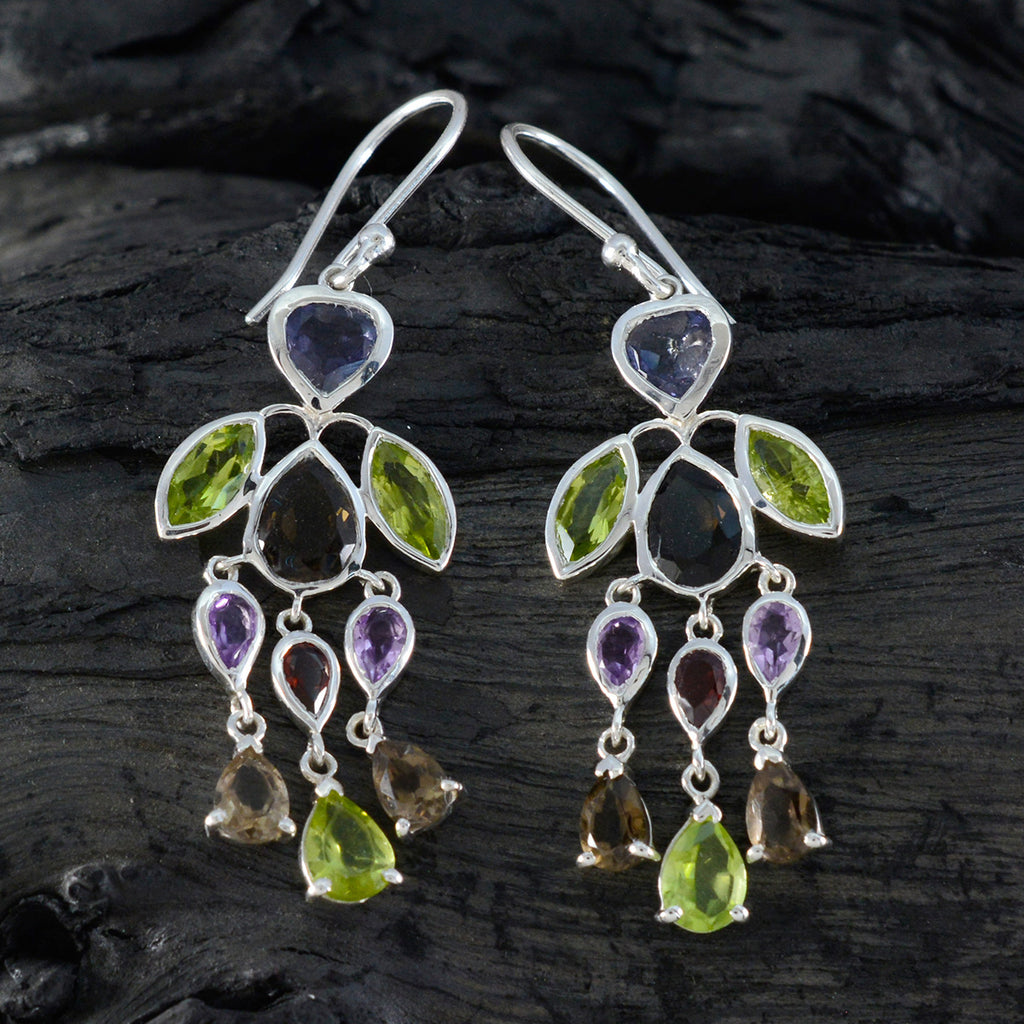 Multi-American-Ying-multiple-Dangle-multicolor-925-Silver-Earring