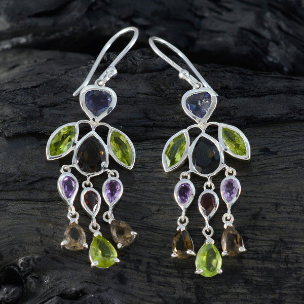 Multi-American-Ying-multiple-Dangle-multicolor-925-Silver-Earring