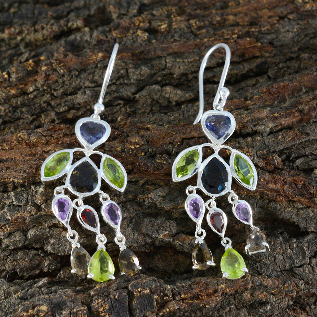 Multi-American-Ying-multiple-Dangle-multicolor-925-Silver-Earring