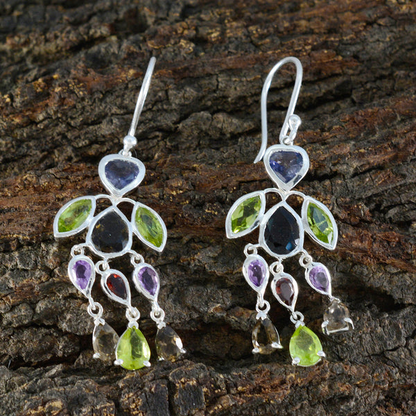 Multi-American-Ying-multiple-Dangle-multicolor-925-Silver-Earring
