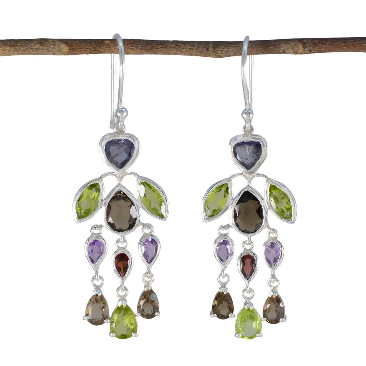 Multi-American-Ying-multiple-Dangle-multicolor-925-Silver-Earring Huvudsaklig produktbild