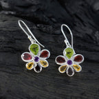 Multi-African-Julia-multiple-Dangle-multicolor-Silver-Earring