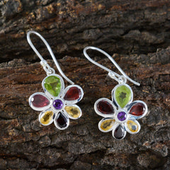 Multi-African-Julia-multiple-Dangle-multicolor-Silver-Earring