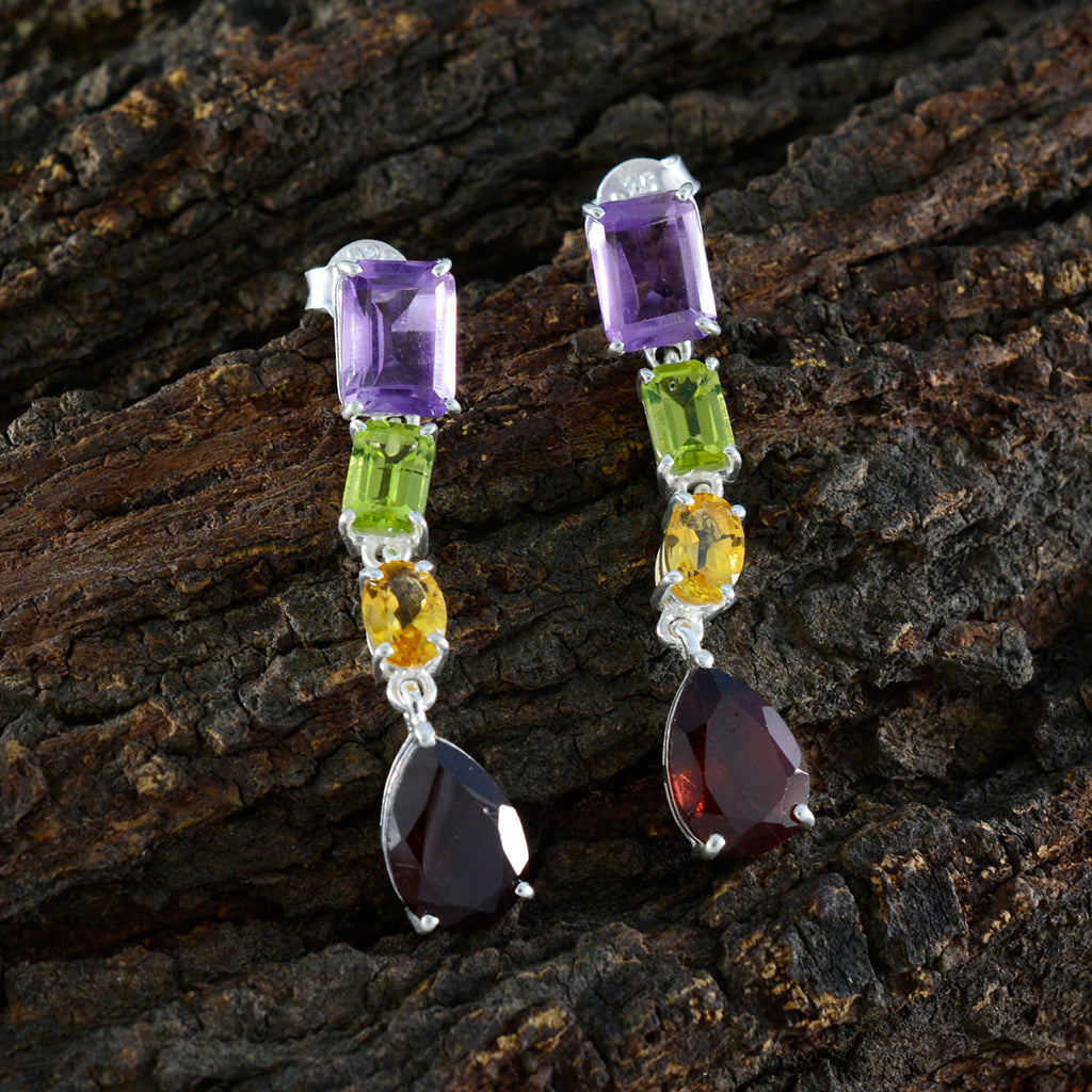 Multi-Mexican-Milagros-quarter-Stud-multicolor-Sterling-Silver-Earring