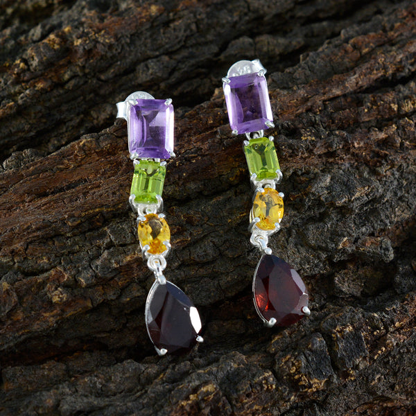 Multi-Mexican-Milagros-quarter-Stud-multicolor-Sterling-Silver-Earring