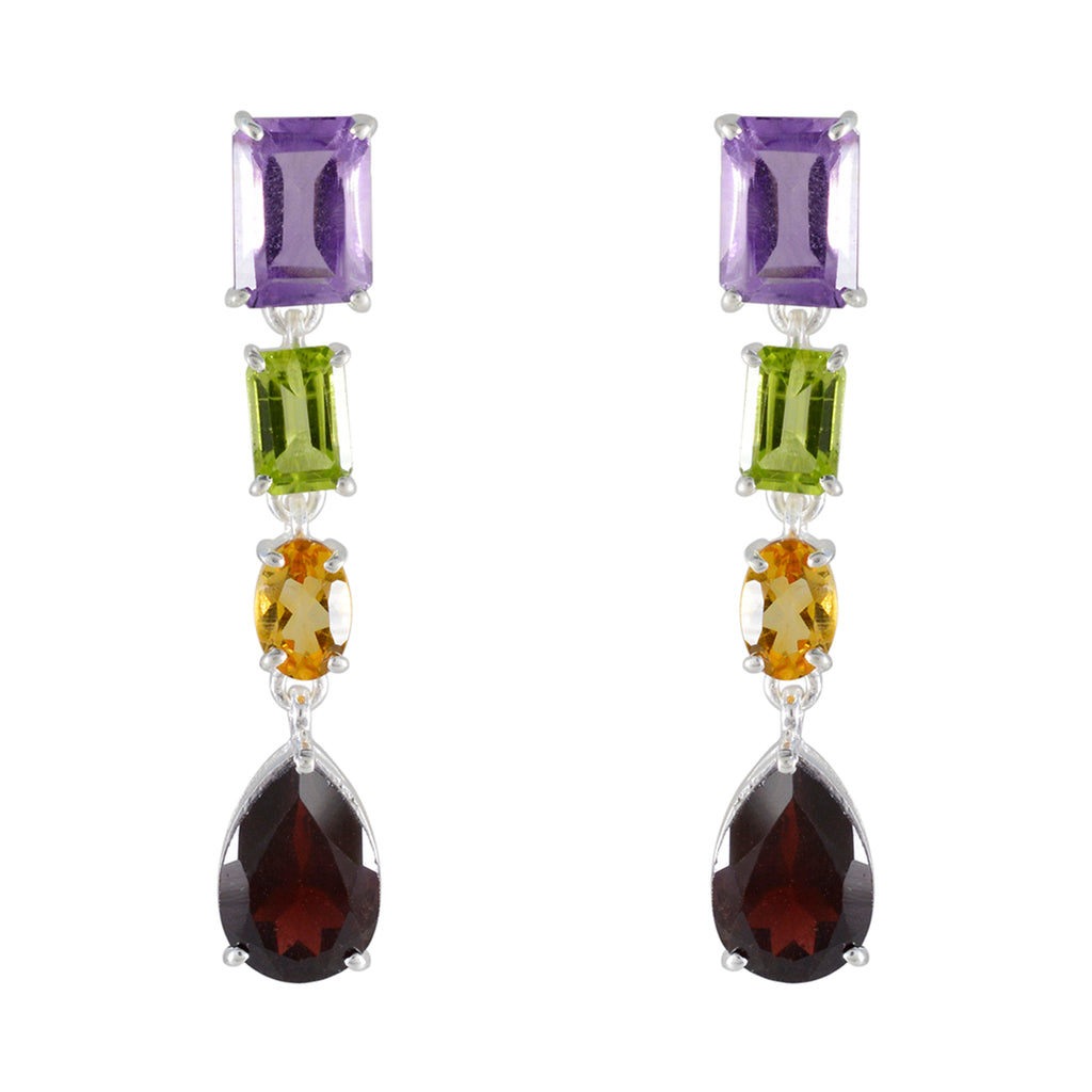 Multi-Mexican-Milagros-quarter-Stud-multicolor-Sterling-Silver-Earring