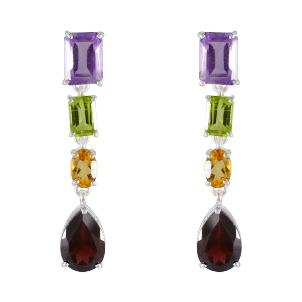 Multi-Mexican-Milagros-quarter-Stud-multicolor-Sterling-Silver-Earring