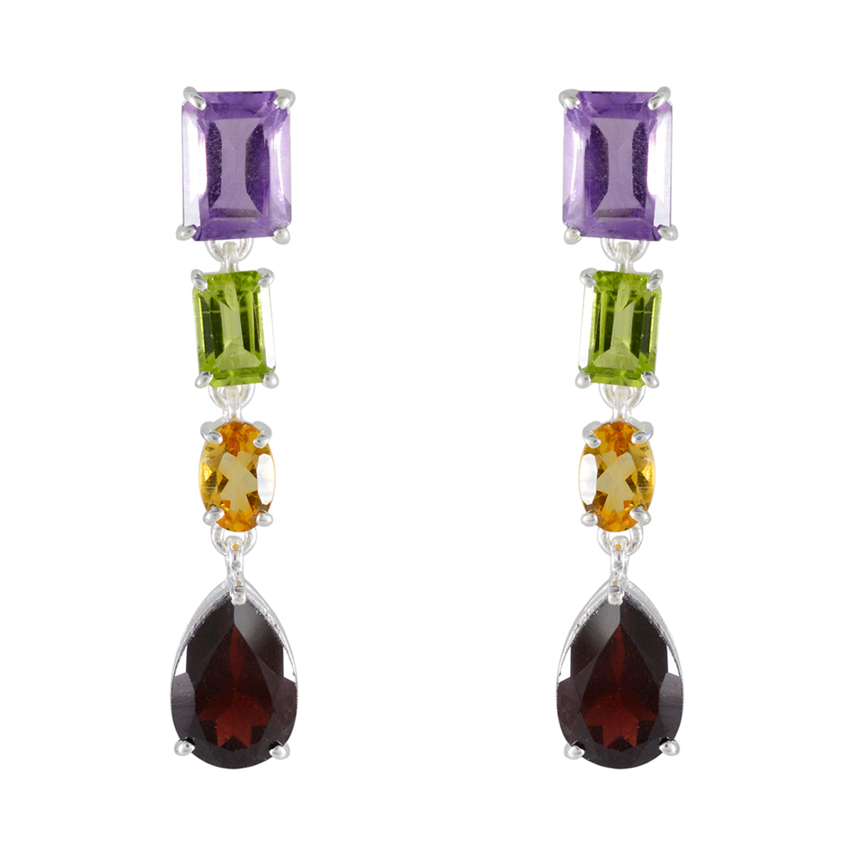 Multi-Mexican-Milagros-quarter-Stud-multicolor-Sterling-Silver-Earring