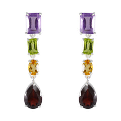 Multi-Mexican-Milagros-quarter-Stud-multicolor-Sterling-Silver-Earring