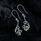 Multi-French-Alice-quarter-Dangle-multicolor-925-Sterling-Silver-Earring