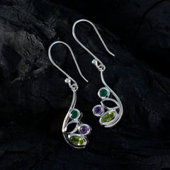 Multi-French-Alice-quarter-Dangle-multicolor-925-Sterling-Silver-Earring