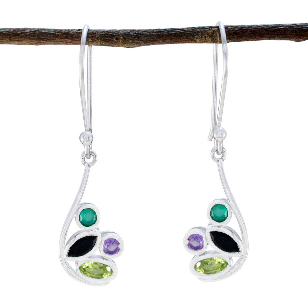 Multi-French-Alice-quarter-Dangle-multicolor-925-Sterling-Silver-Earring
