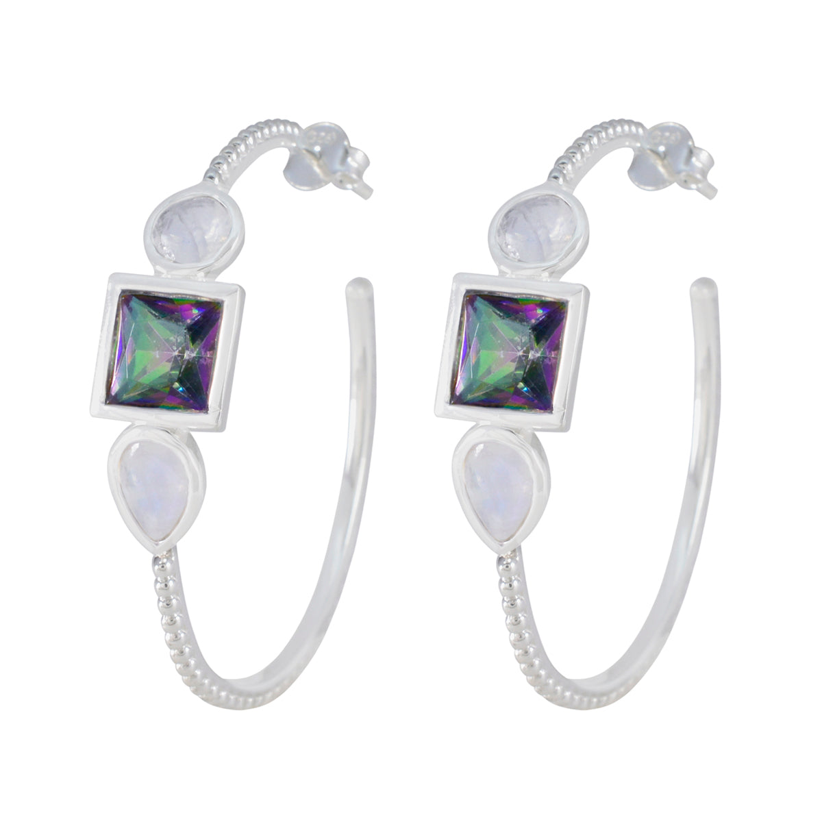 Multi-Moroccan-Zoe-Trilogy-Stud-multicolor-92.5-Silver-Earring Immagine principale del prodotto