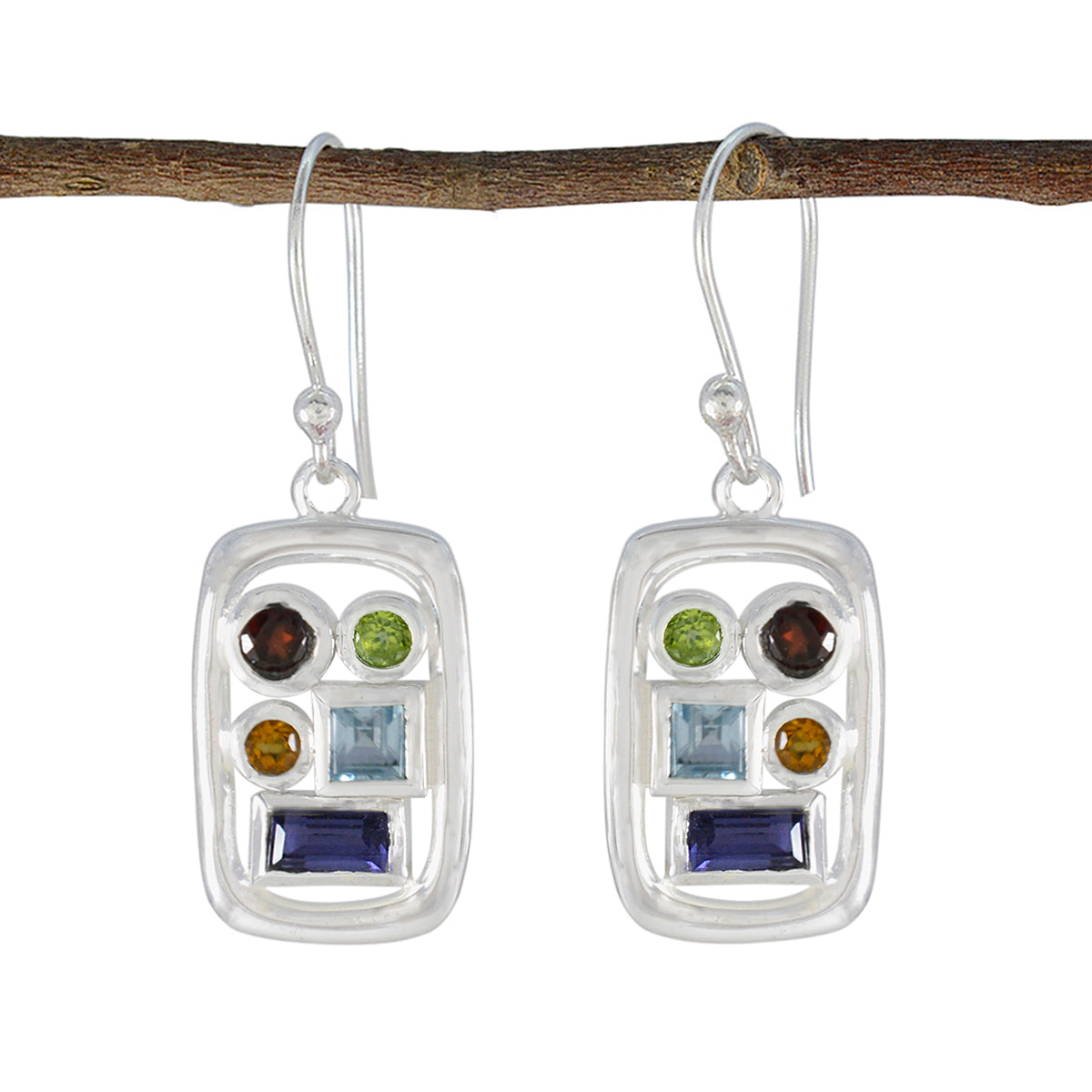 Multi-Turkish-Isabella-Penta-Dangle-multicolor-Sterling-Silver-Earring