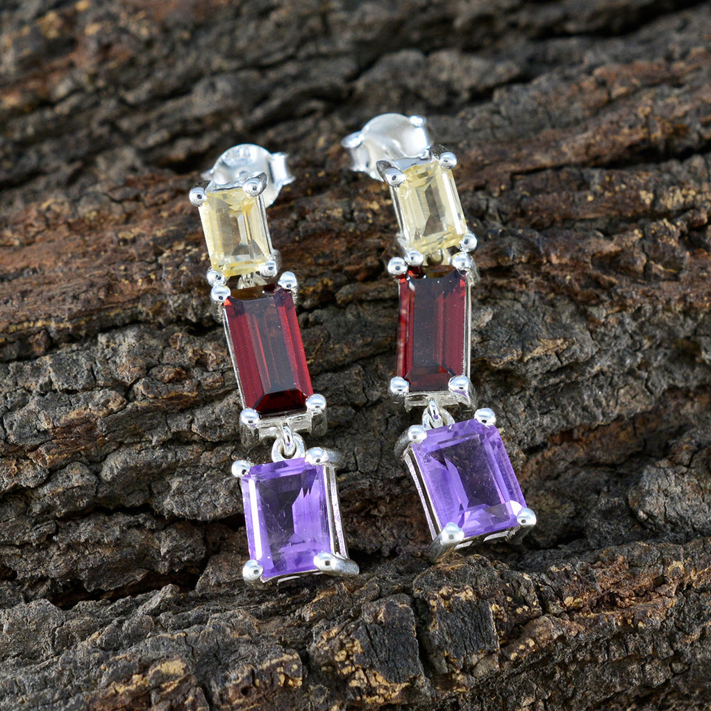 Multi-Moroccan-Pauline-multiple-Stud-multicolor-Silver-Earring