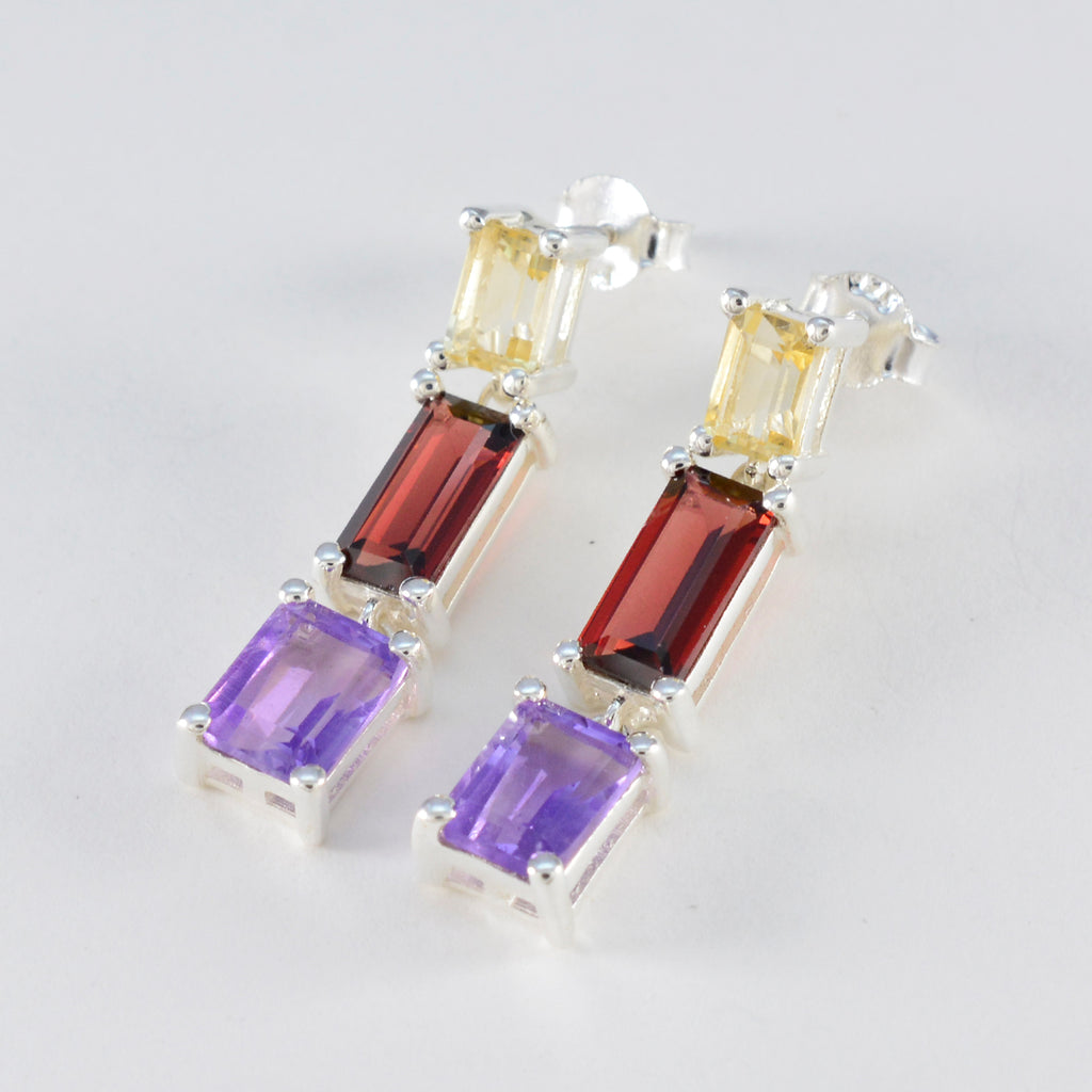 Multi-Moroccan-Pauline-multiple-Stud-multicolor-Silver-Earring