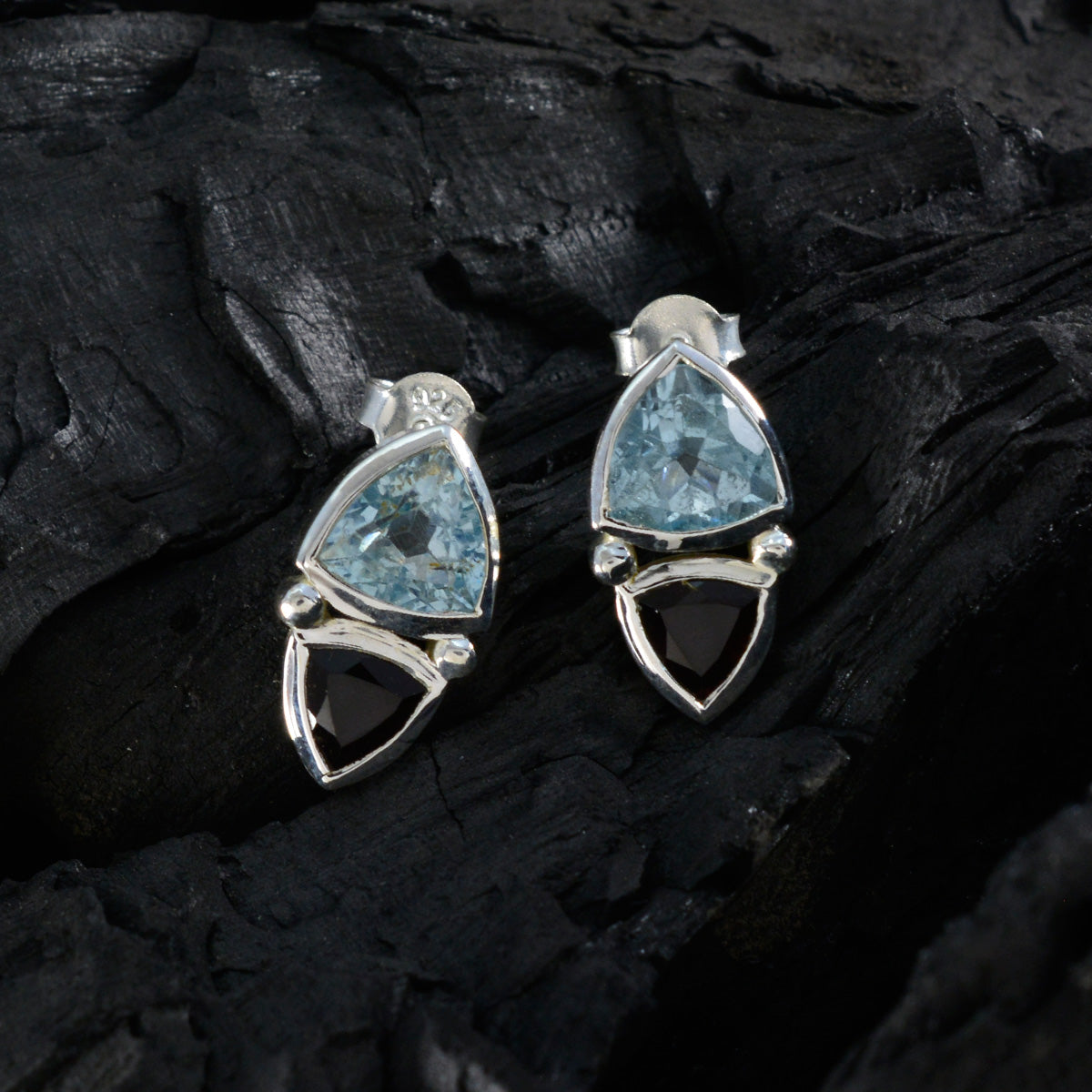 Multi-African-Addison-Toi-et-Moi-Stud-multicolor-925-Silver-Earring