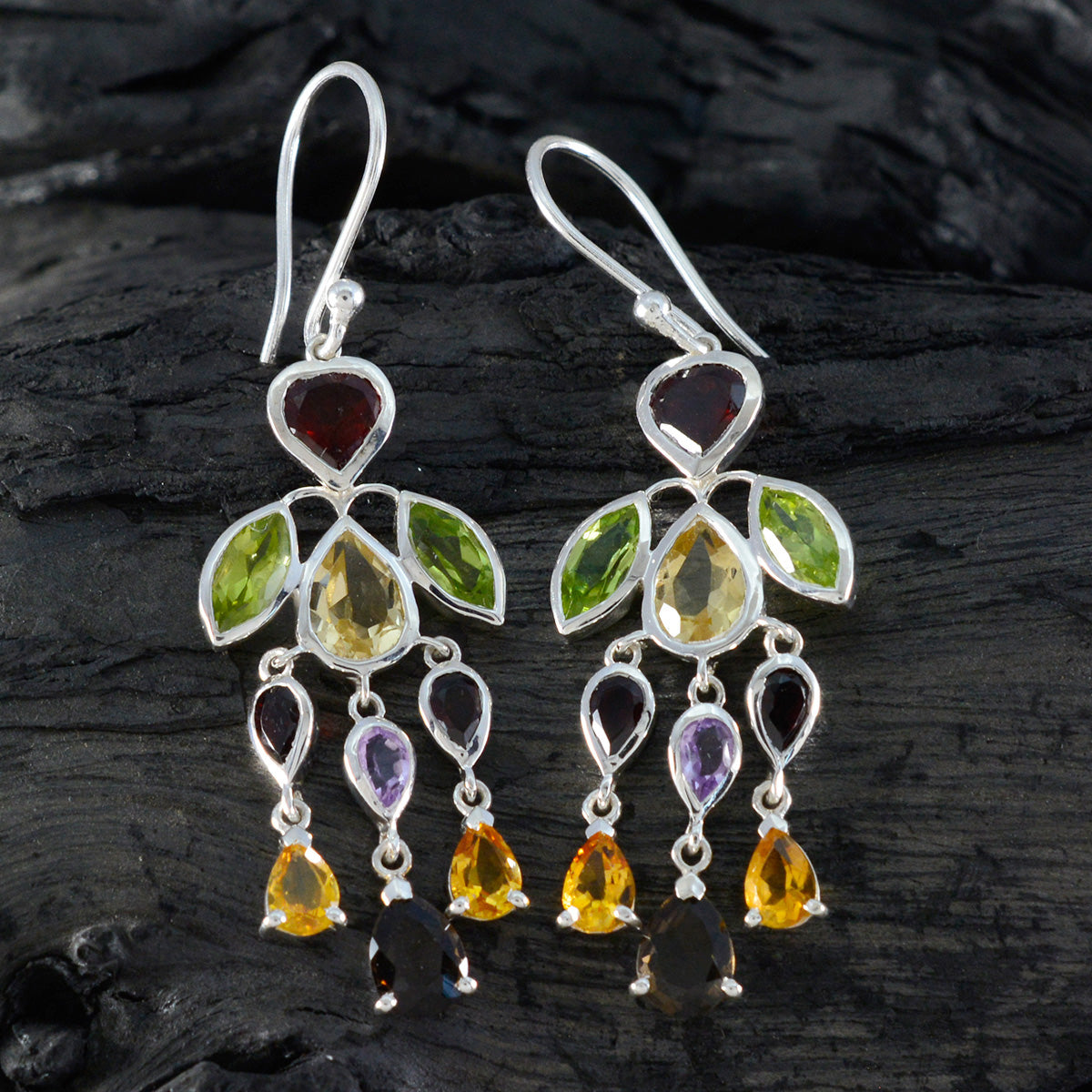 Multi-Korean-Yuki-multiple-Dangle-multicolor-92.5-Silver-Earring