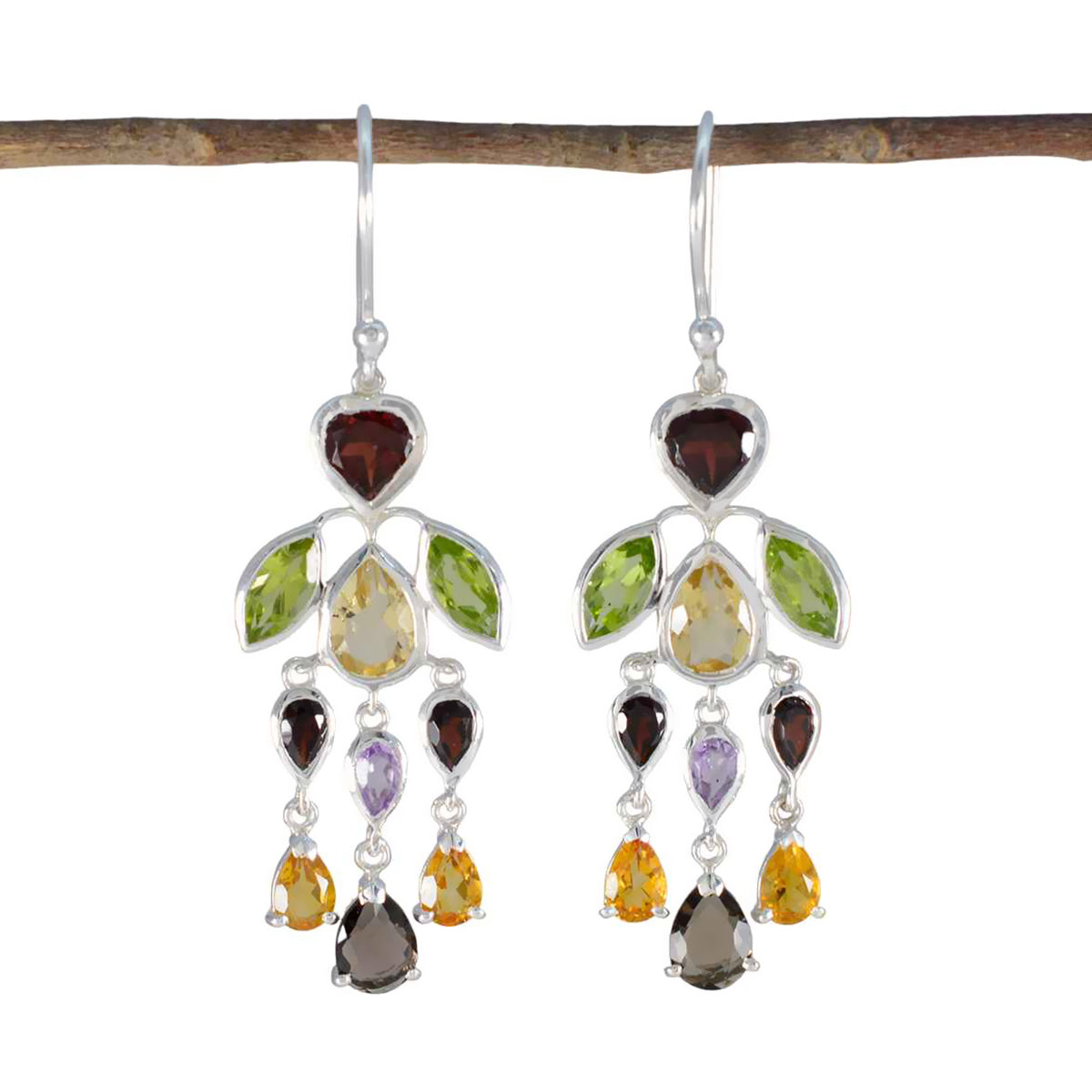 Multi-Korean-Yuki-multiple-Dangle-multicolor-92.5-Silver-Earring Huvudsaklig produktbild