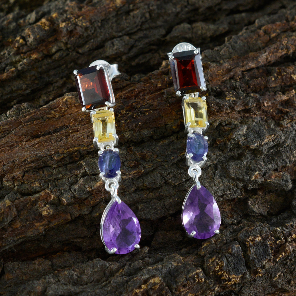 Multi-Australian-Natalia-quarter-Stud-multicolor-925-Silver-Earring
