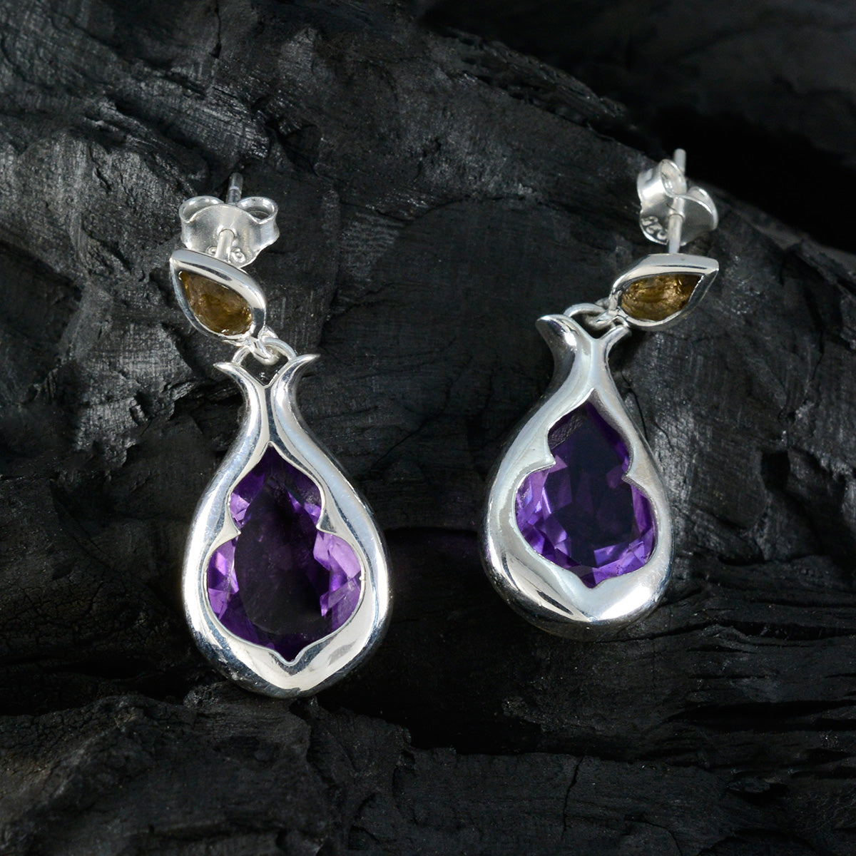 Multi-African-Harper-Toi-et-Moi-Stud-multicolor-925-Silver-Earring