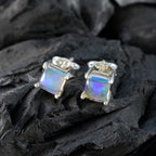 Created-Opal-American-Mei-Solitaire-Stud-White-925-Silver-Earring