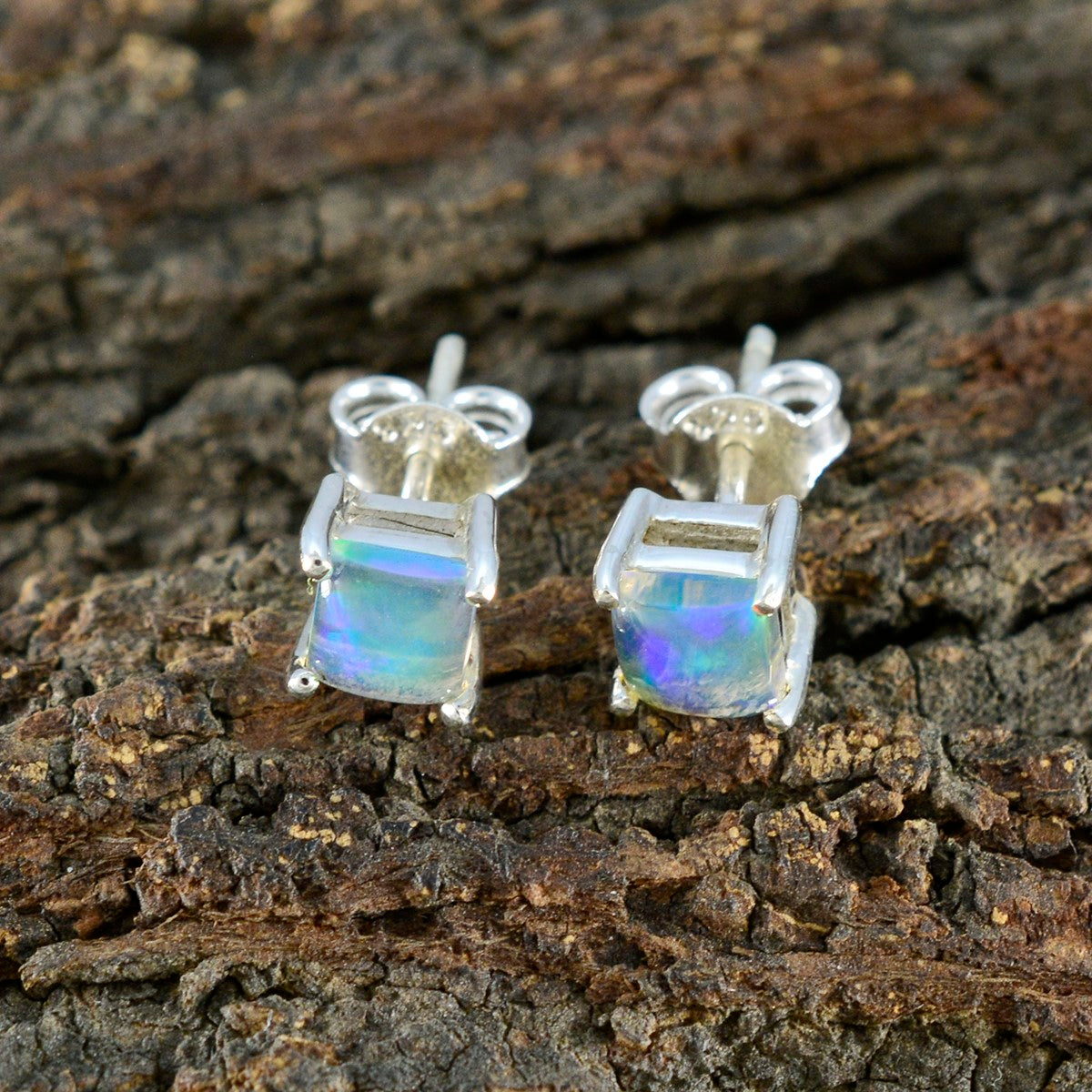 Created-Opal-American-Mei-Solitaire-Stud-White-925-Silver-Earring