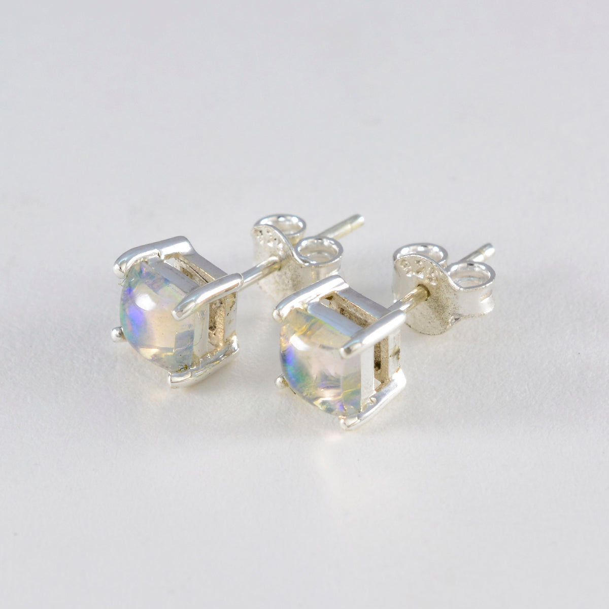 Created-Opal-American-Mei-Solitaire-Stud-White-925-Silver-Earring