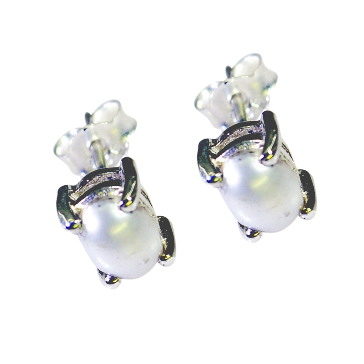 Parel Amerikaanse Constanza Solitaire Stud Wit 92,5 Zilveren Oorbel Secundaire afbeelding