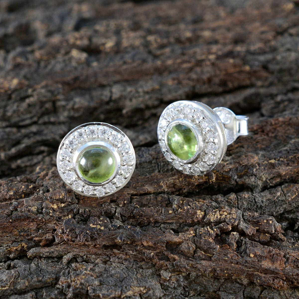 Peridot-Amerikanischer-Lourdes-Solitär-Ohrstecker-Grün-925-Silber-Ohrring