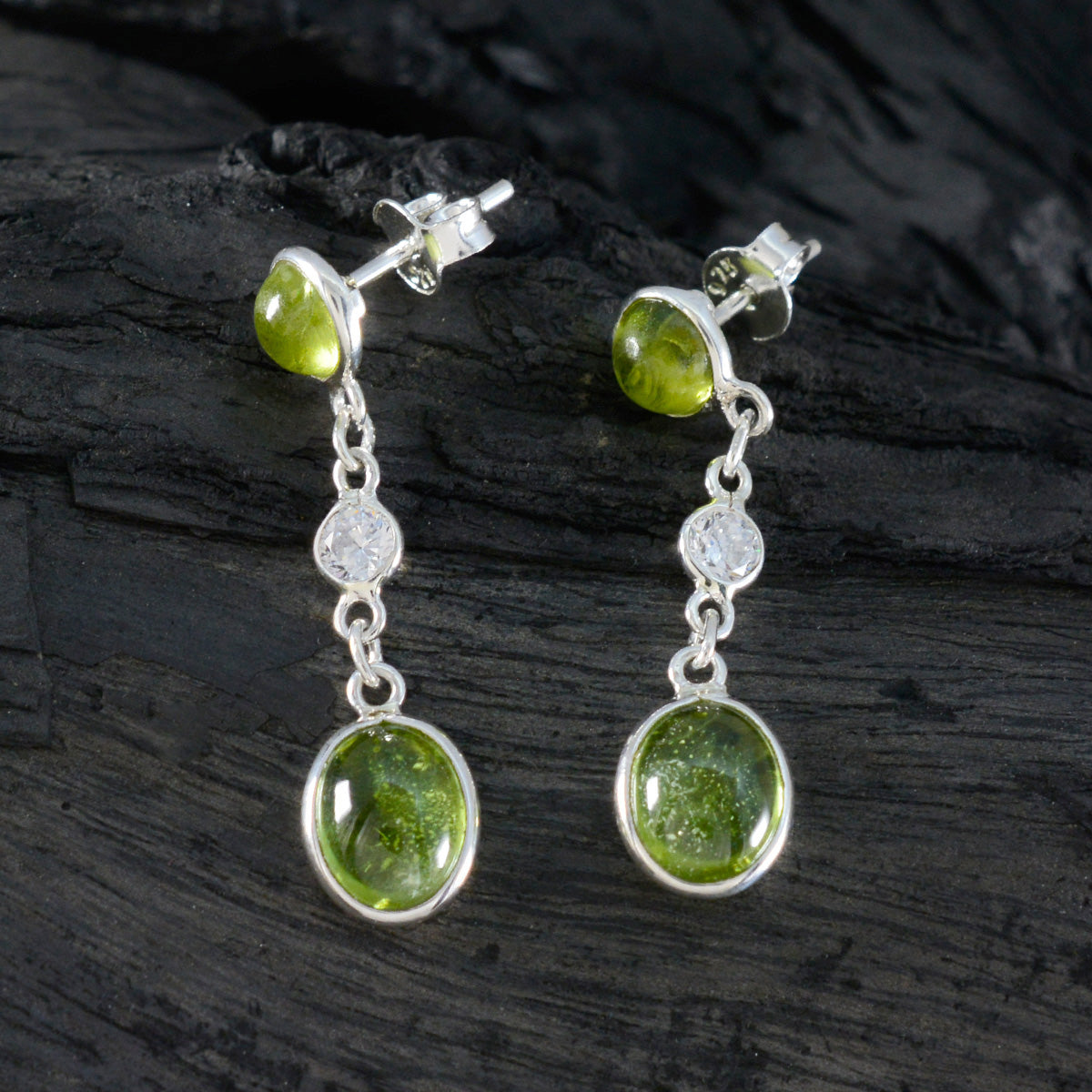 Peridot Australian Isabella multiple Stud Green Sterling Silver Earring Secondary image