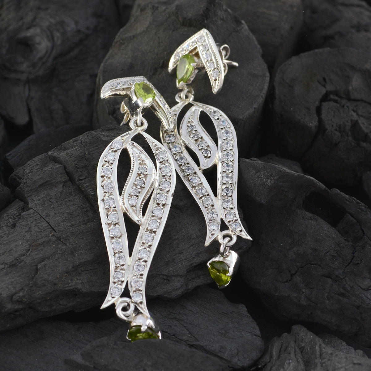 Peridot-Indian-Angel-multiple-Stud-Green-92.5-Silver-Earring