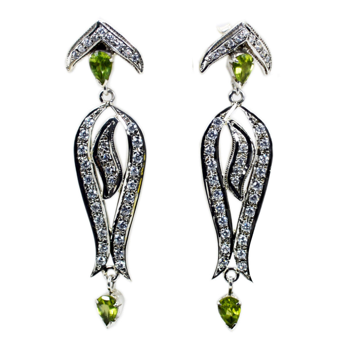 Peridot-Indian-Angel-multiple-Stud-Green-92.5-Silver-Earring
