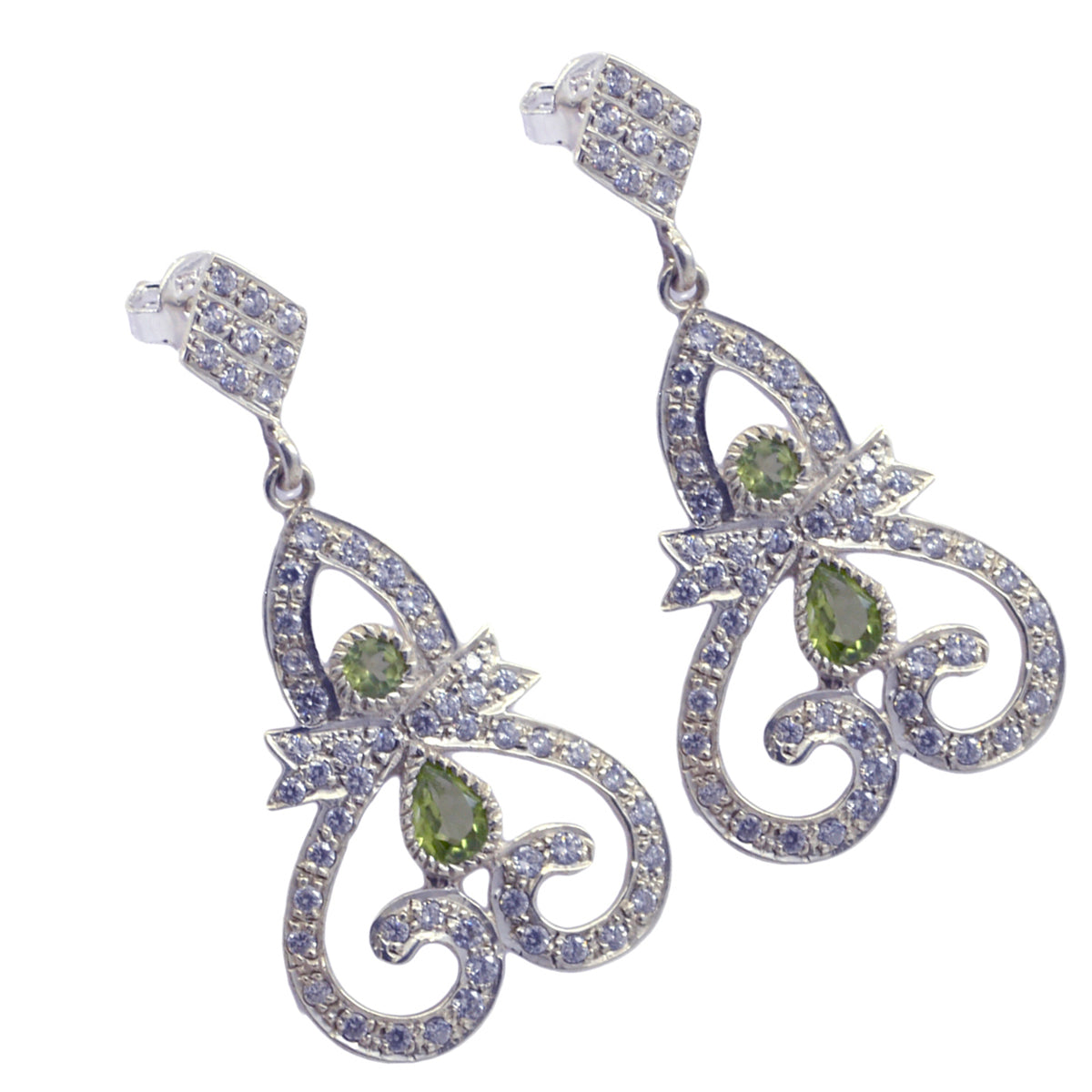 Orecchini in argento sterling 925 con peridoto indiano Ayesha verde multiplo Immagine secondaria del prodotto