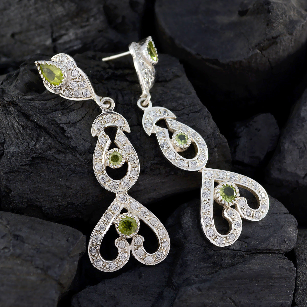 Peridot-Indian-Araya-multiple-Stud-Green-925-Sterling-Silver-Earring