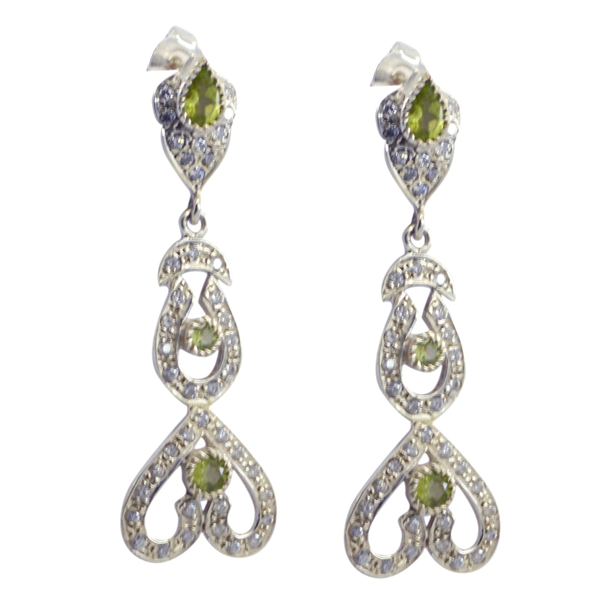 Peridot-Indian-Araya-multiple-Stud-Green-925-Sterling-Silver-Earring