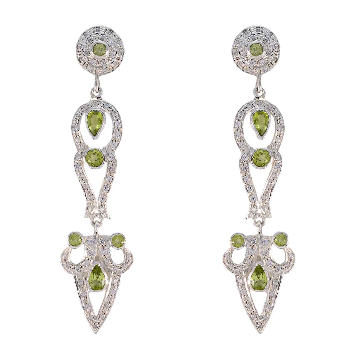 Peridot-Indian-Ayesha-multiple-Stud-Green-Silver-Earring Imagen principal del producto