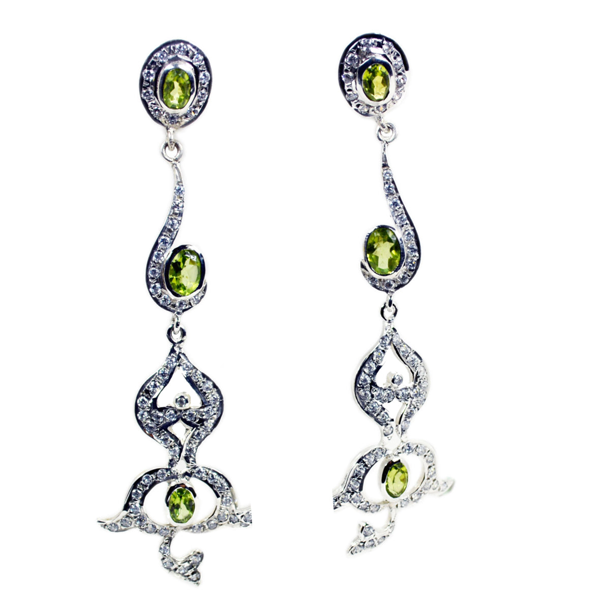 Peridot-Indian-Araya-multiple-Stud-Green-Sterling-Silver-Earring