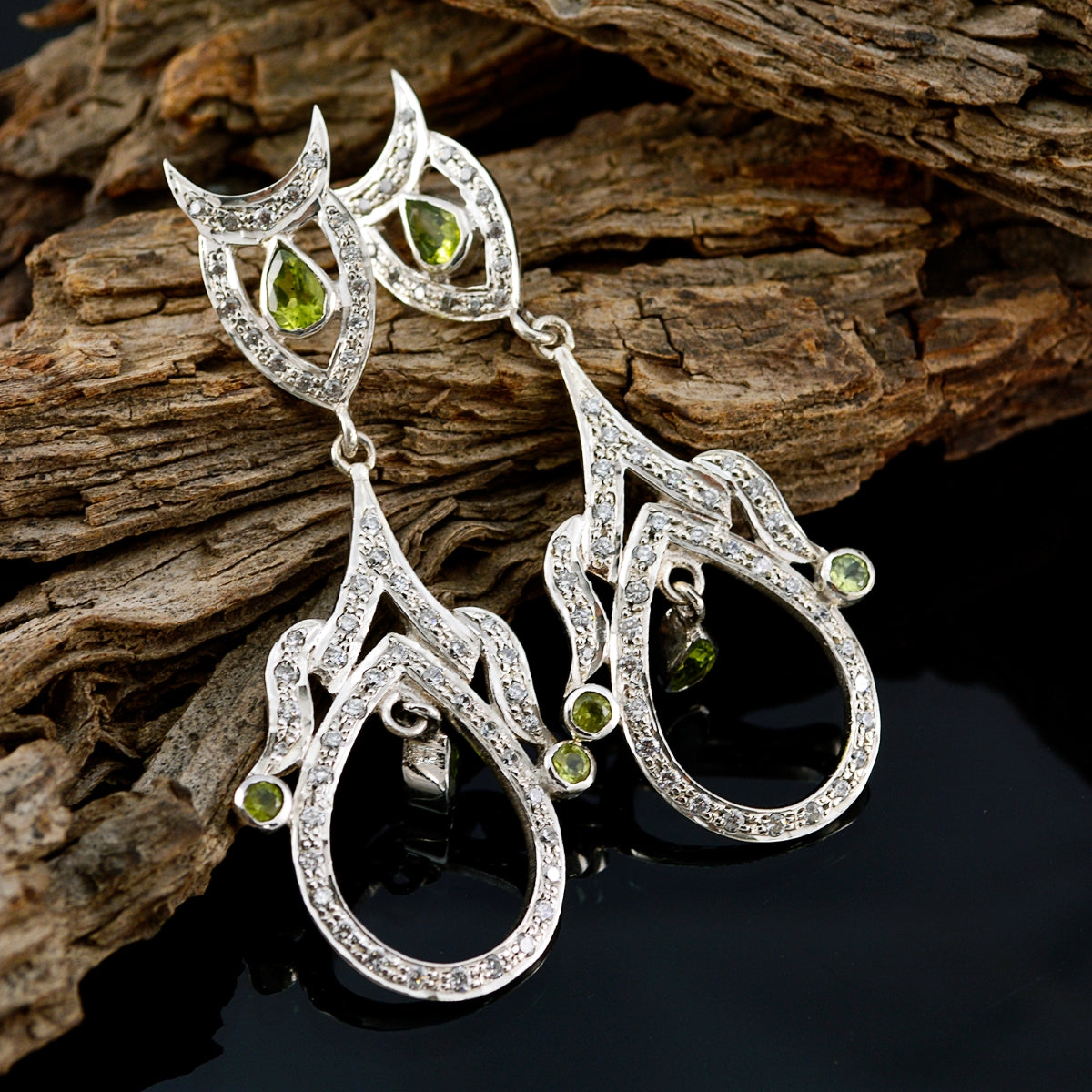 Peridot-Indian-Lakshmi-multiple-Stud-Green-925-Silver-Earring