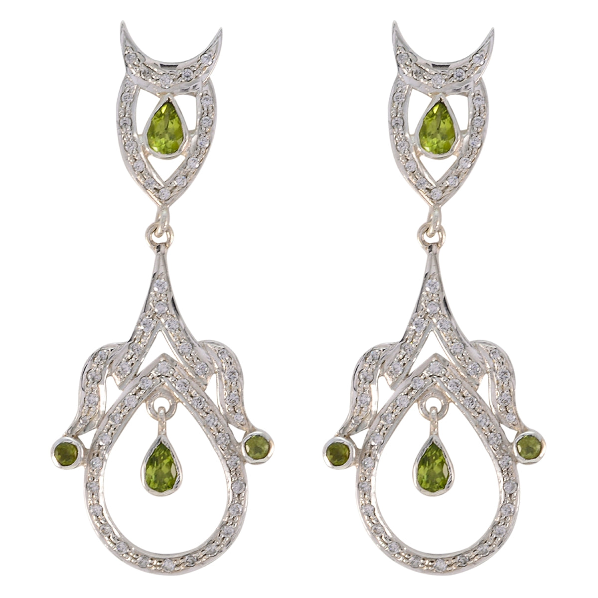 Peridot-Indian-Lakshmi-multiple-Stud-Green-925-Silver-Earring メイン画像