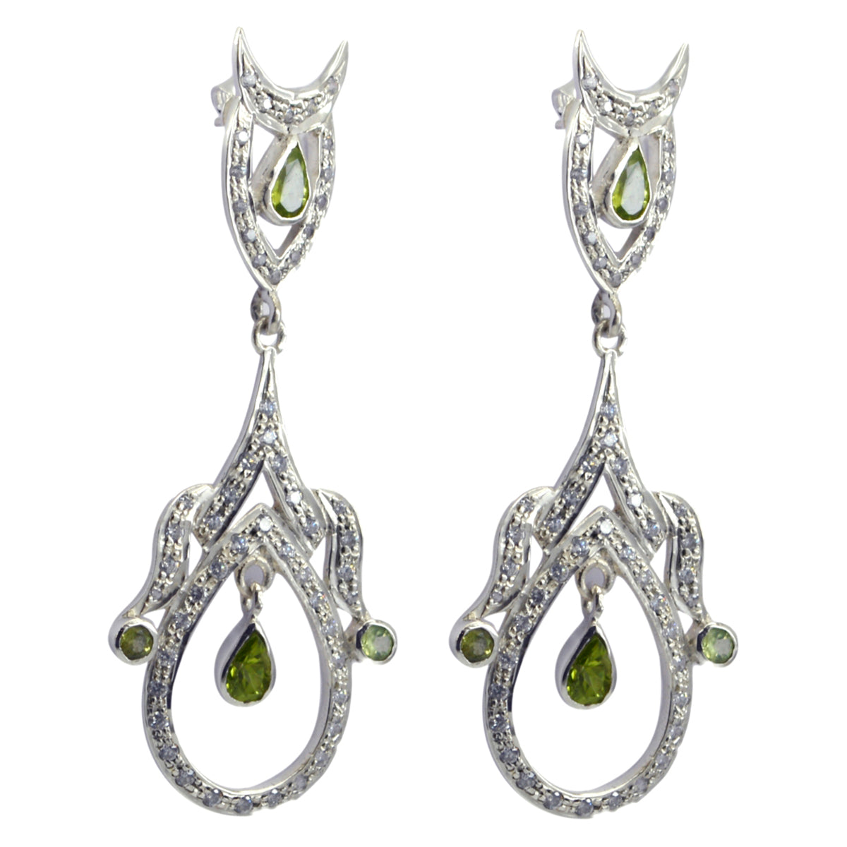 Peridot-Indian-Lakshmi-multiple-Stud-Green-925-Silver-Earring