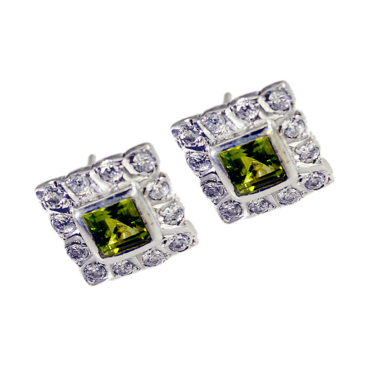 Peridot Korean Laura multiple Stud Green Sterling Silver Earring Secondary image