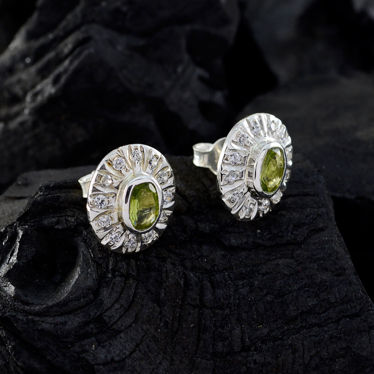 Peridot-French-Dayana-multiple-Stud-Green-92.5-Silver-Earring