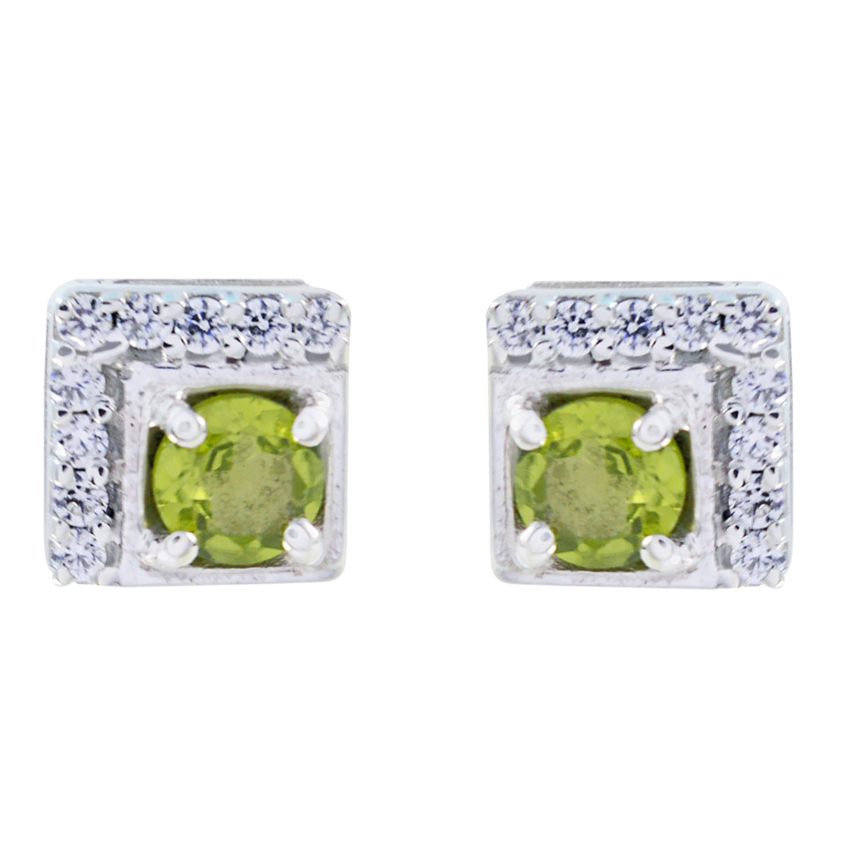 Peridot-Russian-Florencia-multiple-Stud-Green-92.5-Silver-Earring Imagen principal del producto