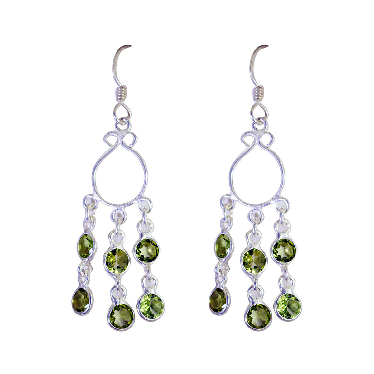 Peridot-Mexican-Lily-multiple-Dangle-Green-925-Silver-Earring Hoofdafbeelding