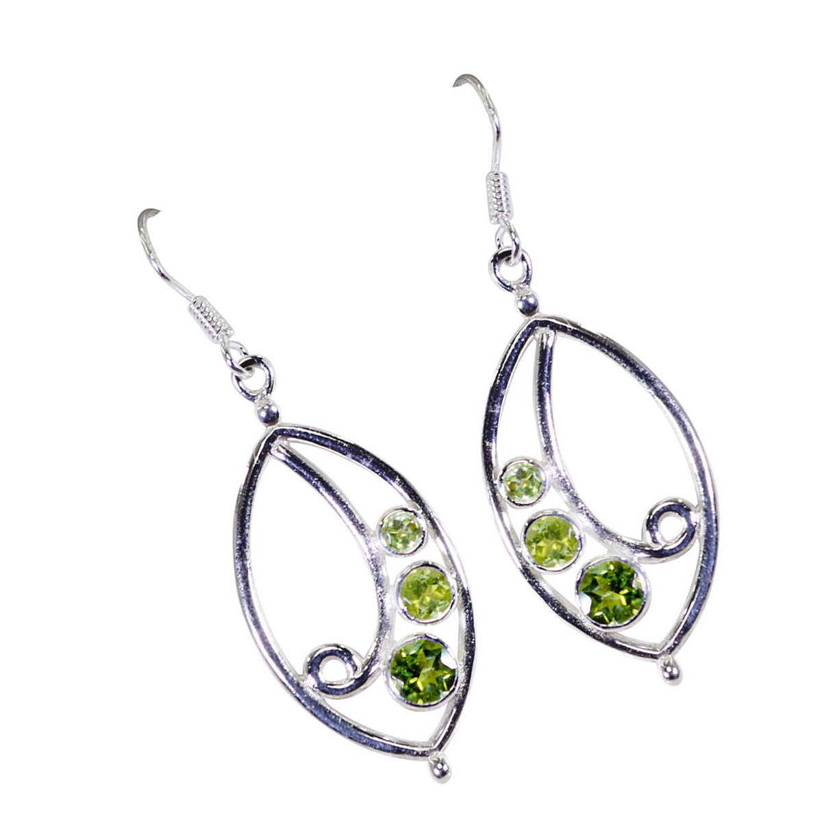Orecchini pendenti multipli in argento sterling 925 verde con pietra peridoto tedesca Pilar Immagine secondaria del prodotto