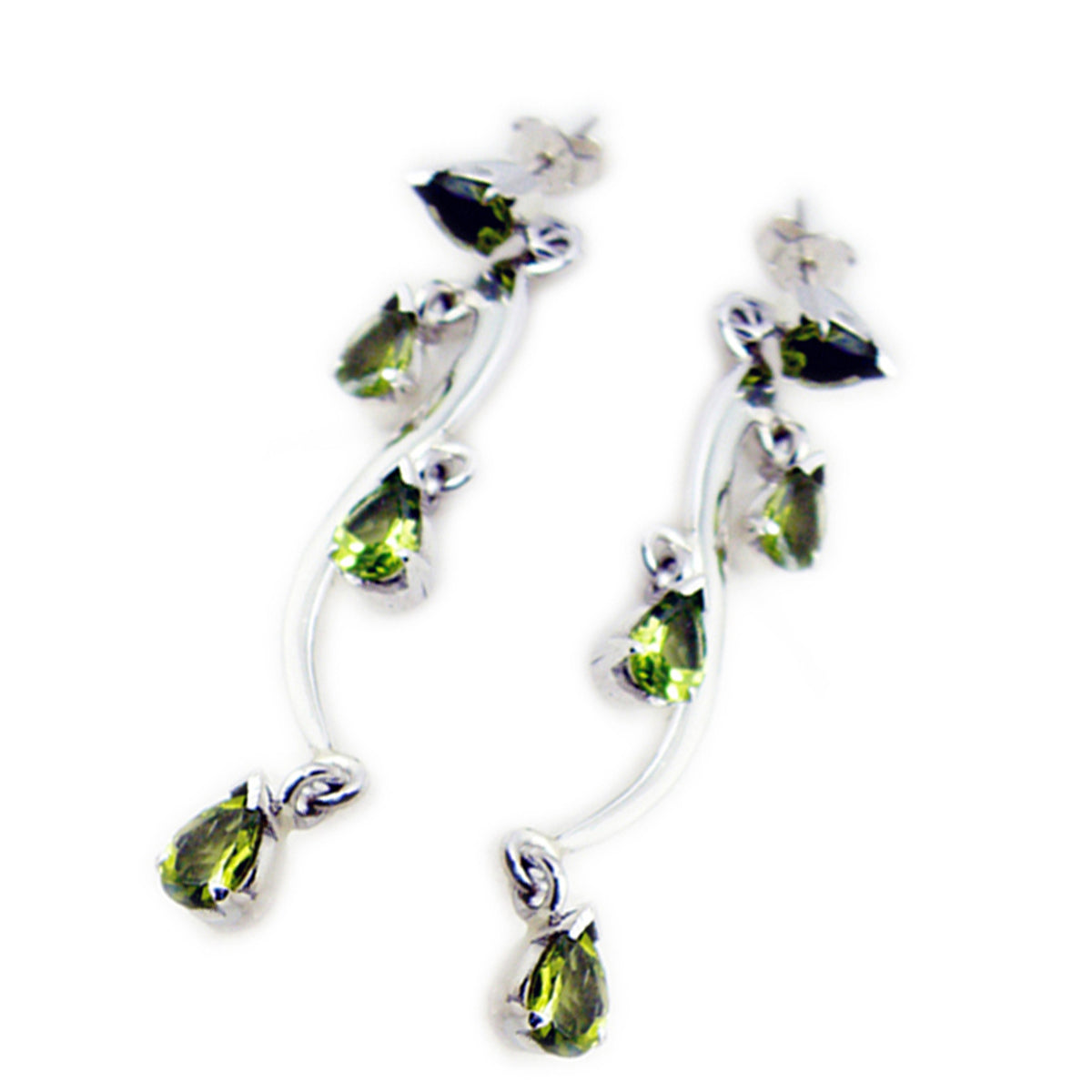 Peridot African Rebeca multiple Stud Green 925 Silver Earring Второстепенное изображение товара