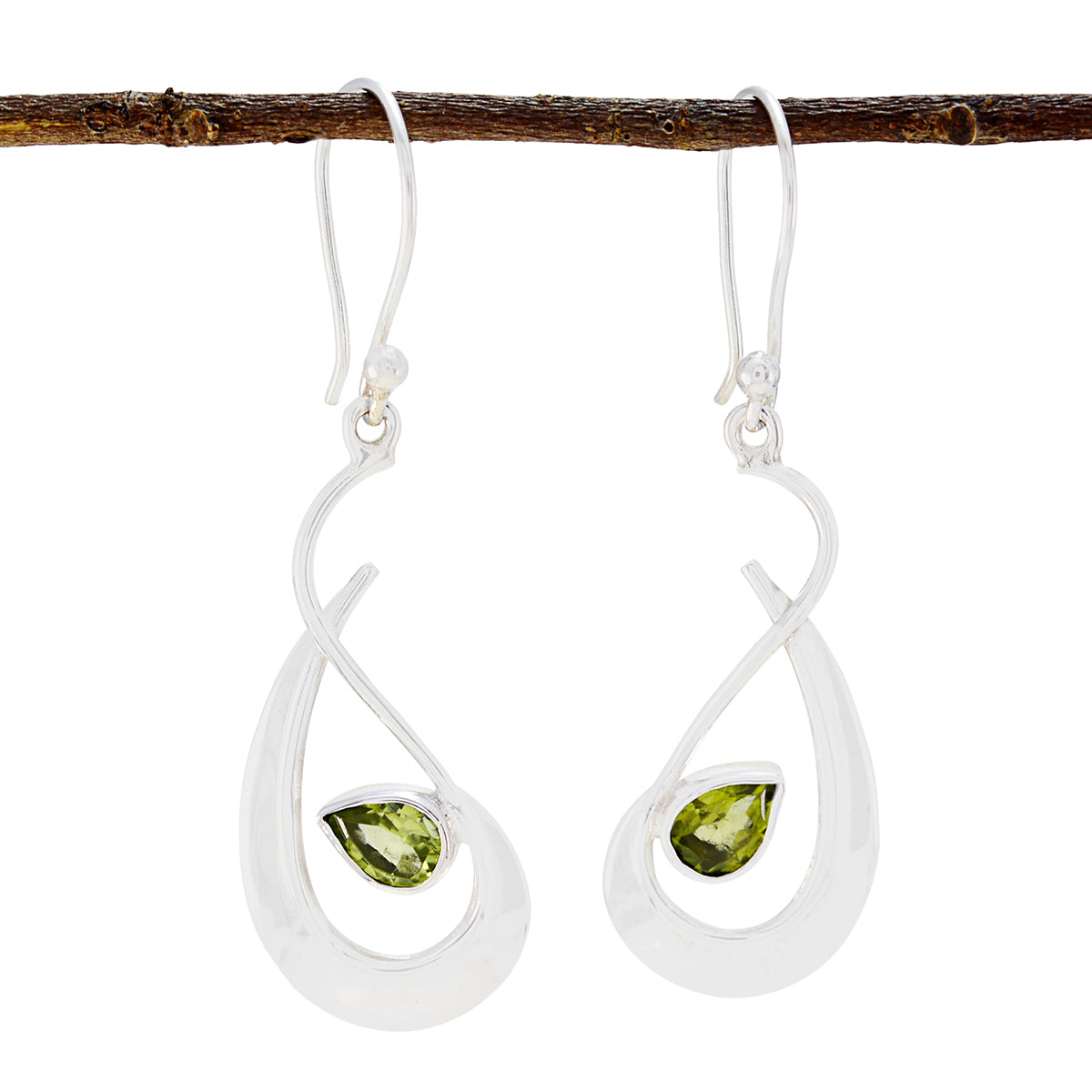 Peridot-Australian-Agnes-Solitaire-Dangle-Green-925-Silver-Earring Imagen principal del producto