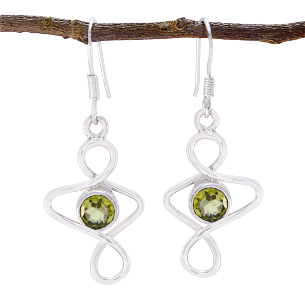 Peridot-German-Amelia-Solitaire-Dangle-Green-92.5-Silver-Earring Immagine principale del prodotto